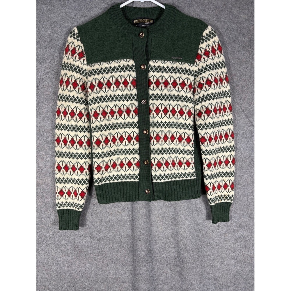 Vintage Geiger Wool Nordic Cardigan Sweater Fair Isle